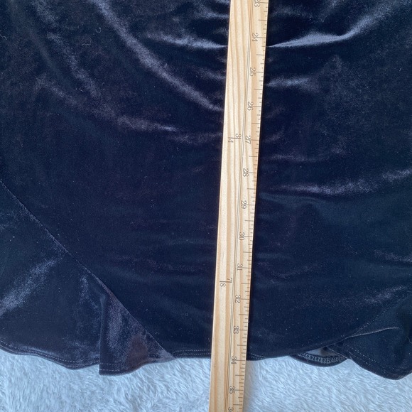 Vintage Mirasol Whimsigoth Velvet Maxi Skirt Women L Black Fairy Witch Flare Hem - Picture 7 of 7